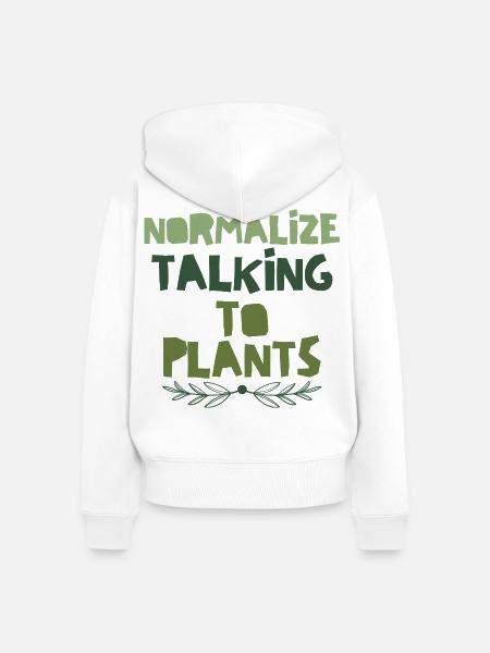 Normalisiere das Gespräch mit Pflanzen - Frauen Premium Bio Zip Hoodie - Weiß