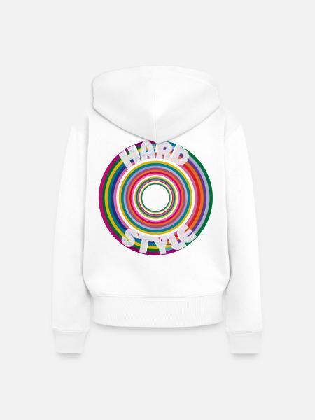 Regenbogenring Hard Style - Frauen Premium Bio Zip Hoodie - Weiß
