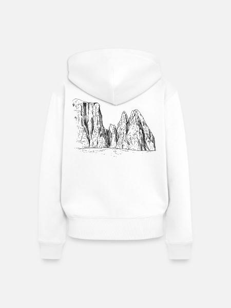 Schlern Massiv Silhouette | Dolomiten Wahrzeichen - Frauen Premium Bio Zip Hoodie - Weiß