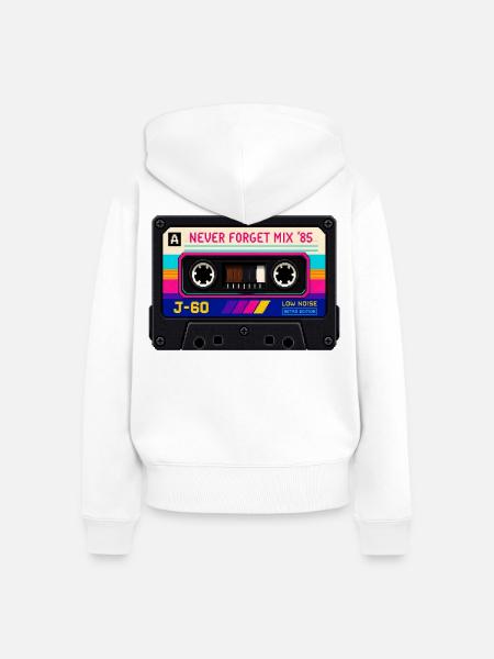 Retro Kassette Pixel Kunst - Frauen Premium Bio Zip Hoodie - Weiß
