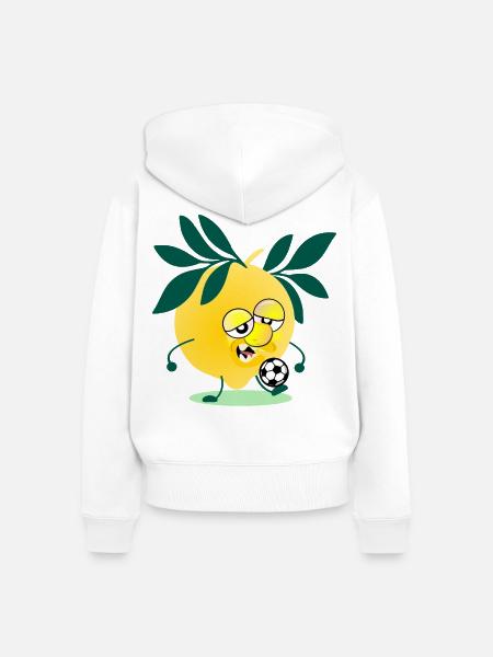 Kinder Fußball Zitrone - Frauen Premium Bio Zip Hoodie - Weiß