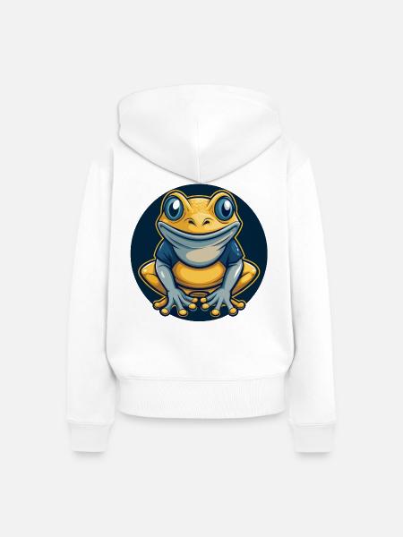 Frosch-Kawaii-Maskottchen Cartoon-Charakter-Clipart-Logo - Frauen Premium Bio Zip Hoodie - Weiß