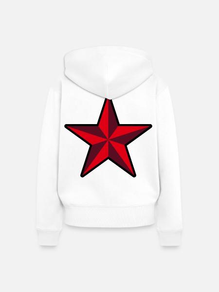 Roter Stern (Revolution / Outline / 3C) - Frauen Premium Bio Zip Hoodie - Weiß