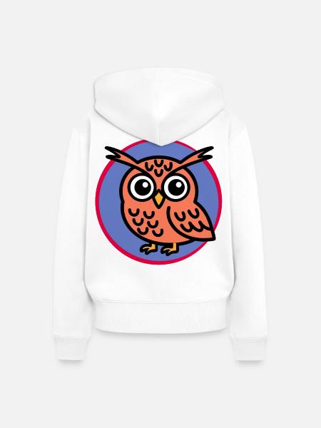 Cartoon-Eule - Frauen Premium Bio Zip Hoodie - Weiß