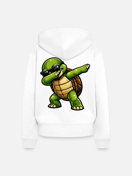 Dabbing Schildkröte - Frauen Premium Bio Zip Hoodie - Weiß
