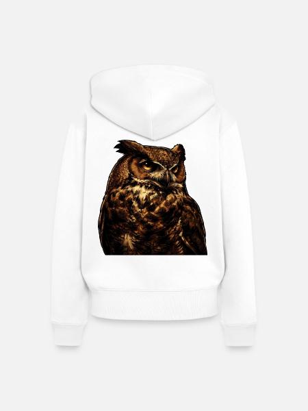 Wächter Eule - Frauen Premium Bio Zip Hoodie - Weiß