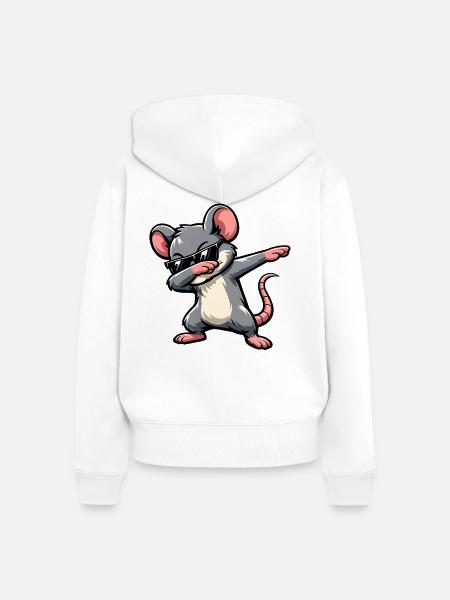 Dabbing Maus - Frauen Premium Bio Zip Hoodie - Weiß