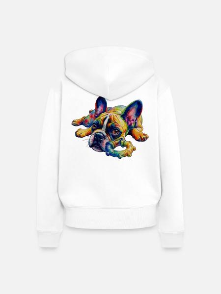 Frenchie: Ich will einfach spielen - Frauen Premium Bio Zip Hoodie - Weiß