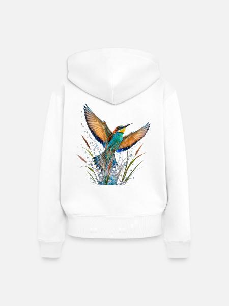Schwalbe mit Farbe bespritzt - Frauen Premium Bio Zip Hoodie - Weiß