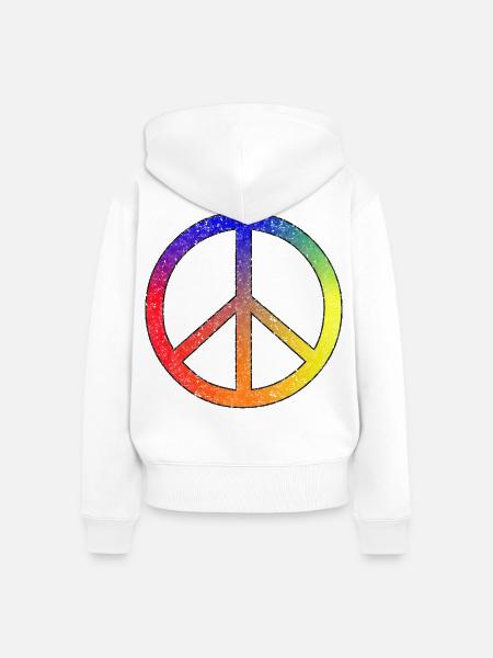Frieden in Regenbogenfarben - Frauen Premium Bio Zip Hoodie - Weiß