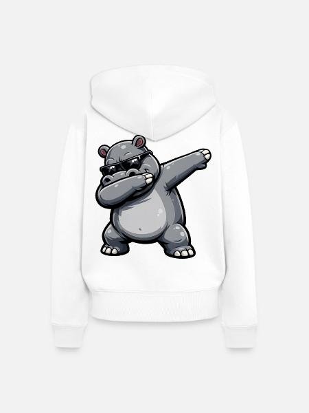 Dabbing Nilpferd - Frauen Premium Bio Zip Hoodie - Weiß