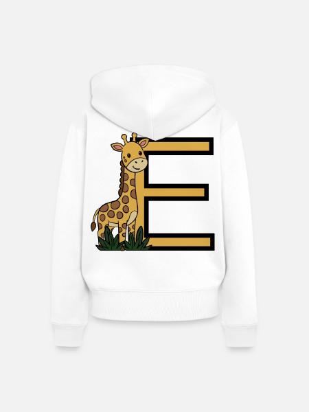 Giraffe mit Buchstabe E - Frauen Premium Bio Zip Hoodie - Weiß