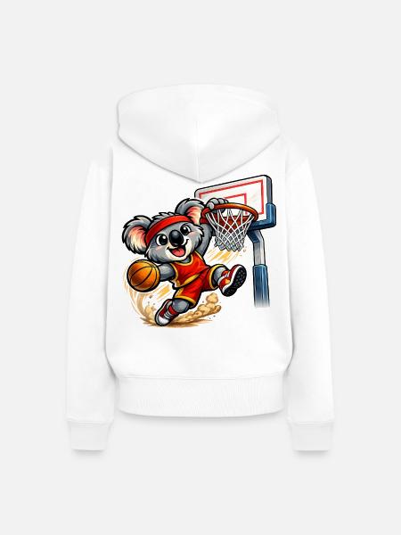 Süßer Koala mit Slam Dunk - Frauen Premium Bio Zip Hoodie - Weiß