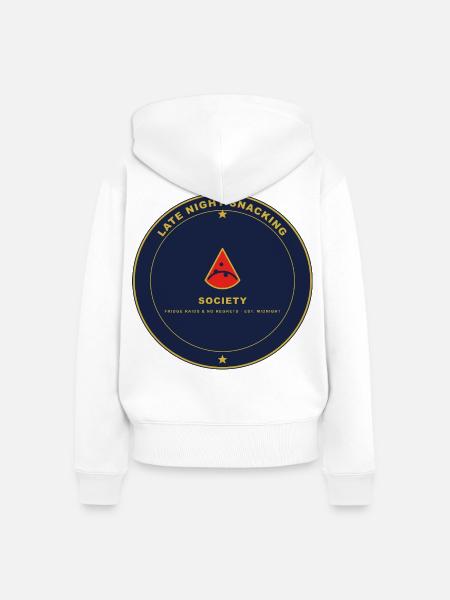 Nacht Snack Gesellschaft Emblem - Frauen Premium Bio Zip Hoodie - Weiß