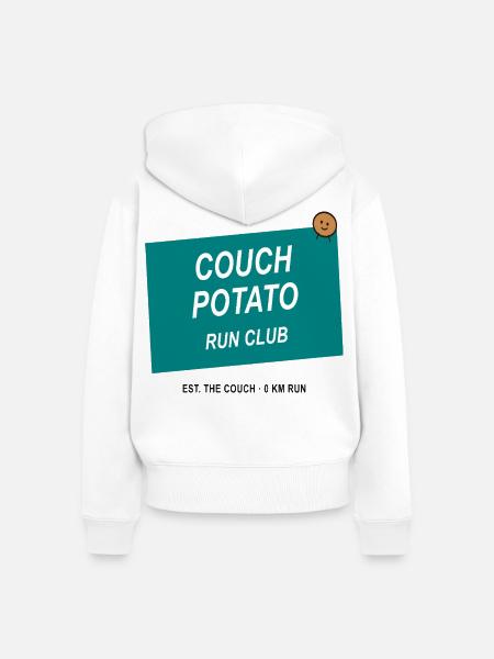 Couch Potato Laufclub - Frauen Premium Bio Zip Hoodie - Weiß