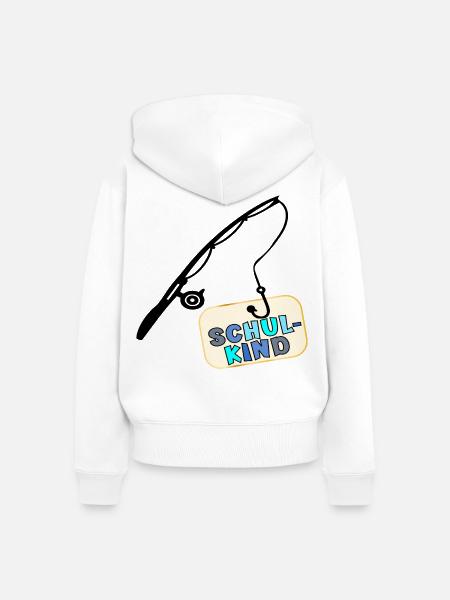 Schulstart Schulkind Angeln - Frauen Premium Bio Zip Hoodie - Weiß