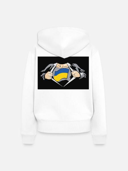 Ukraine-Superhelden-Ukraine-Flagge - Frauen Premium Bio Zip Hoodie - Weiß