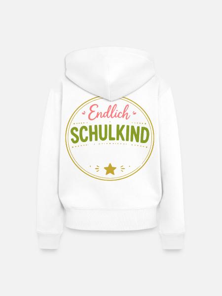 Endlich Schulkind Abzeichen - Frauen Premium Bio Zip Hoodie - Weiß