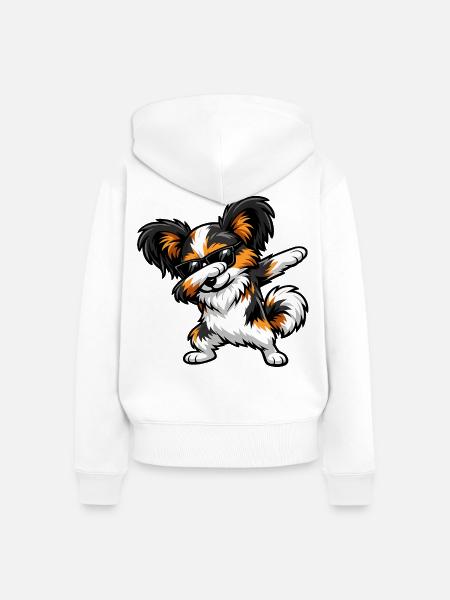 Dabbing Papillon im Comic Stil - Frauen Premium Bio Zip Hoodie - Weiß