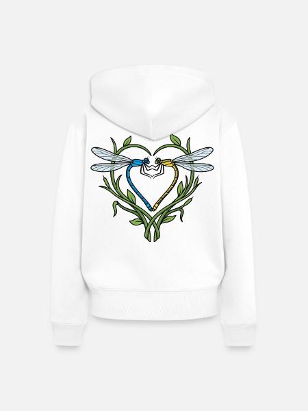 Libelle Herz - Frauen Premium Bio Zip Hoodie - Weiß