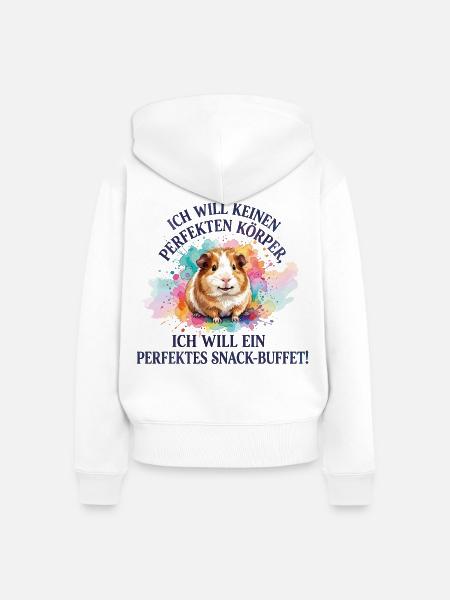 Meerschweinchen Snack-Buffet Lustiges Nagetier - Frauen Premium Bio Zip Hoodie - Weiß