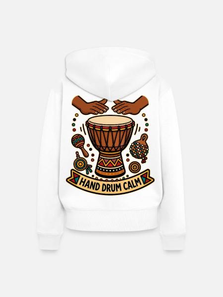 HAND DRUM CALM - Frauen Premium Bio Zip Hoodie - Weiß