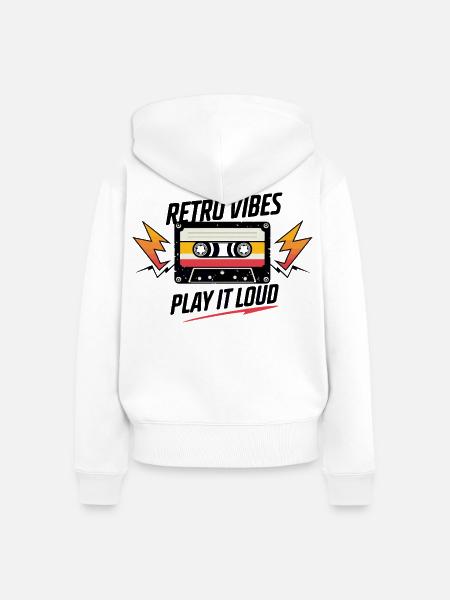 Retro-Vibes - Frauen Premium Bio Zip Hoodie - Weiß