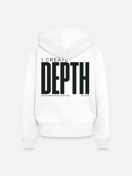 Ich erschaffe Tiefe | Fotografenausgabe - Frauen Premium Bio Zip Hoodie - Weiß