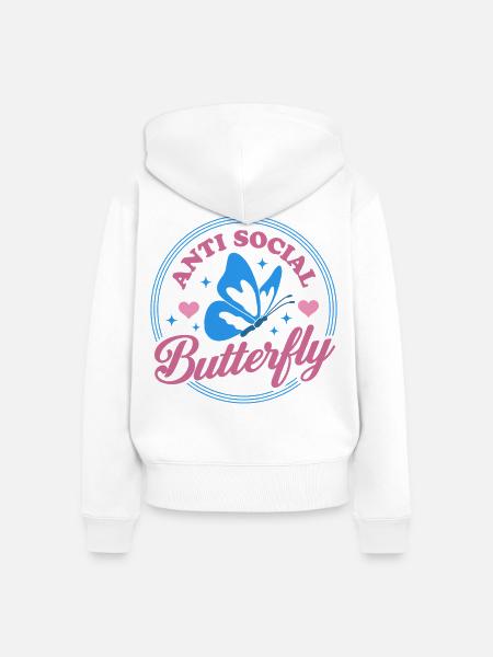 Anti Social Butterfly - Frauen Premium Bio Zip Hoodie - Weiß