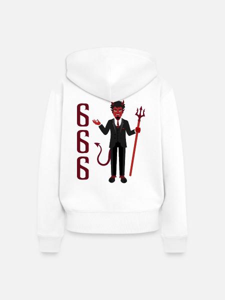 Dämon im Anzug 666 Dreizack - Frauen Premium Bio Zip Hoodie - Weiß