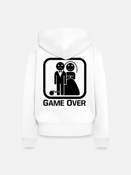 Game Over Hochzeit Shirt - Frauen Premium Bio Zip Hoodie - Weiß