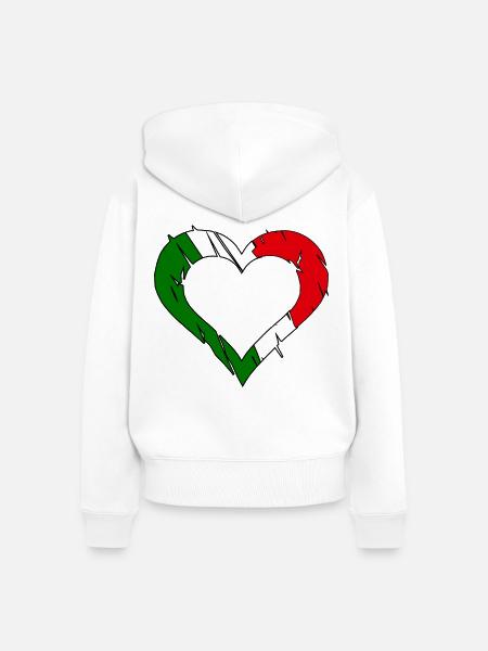 Italienflaggenherz zerkratzt - Frauen Premium Bio Zip Hoodie - Weiß