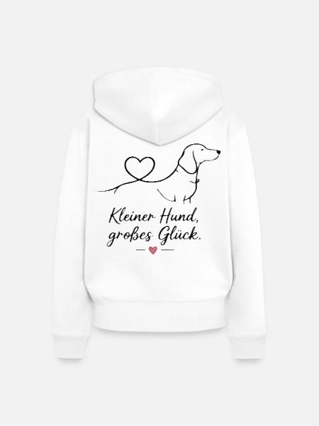 Kleiner Hund, großes Glück - Frauen Premium Bio Zip Hoodie - Weiß