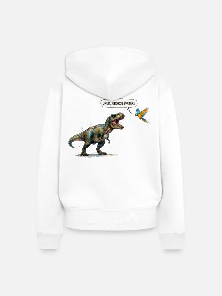 Ururururgrossvater T-Rex und Papagei - Evolution - Frauen Premium Bio Zip Hoodie - Weiß