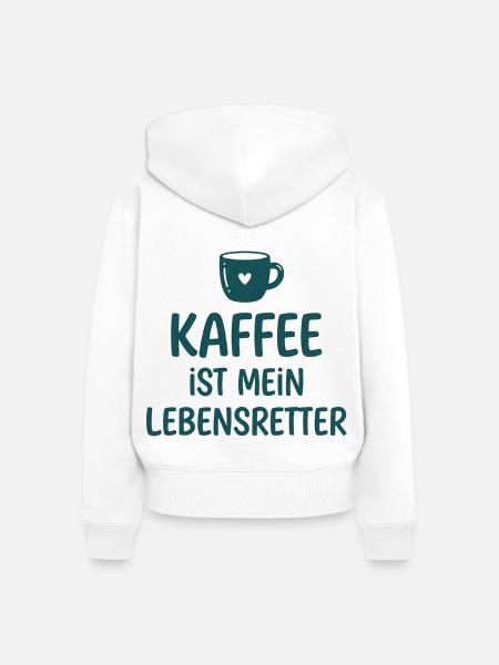 Kaffee ist mein Lebensretter - Frauen Premium Bio Zip Hoodie - Weiß