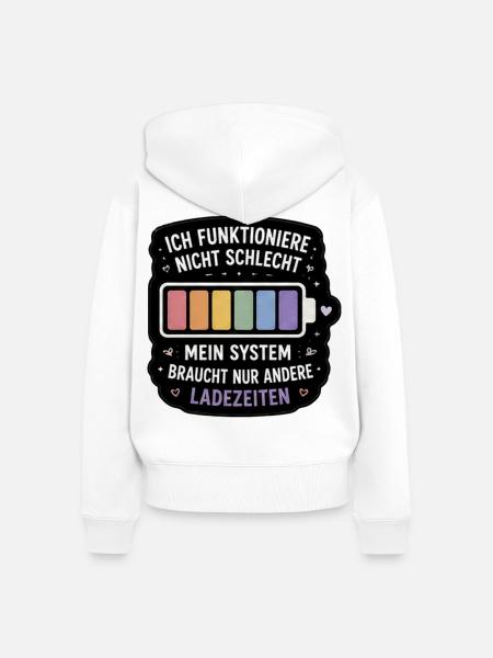 Ladezeiten Humor Spruch - Frauen Premium Bio Zip Hoodie - Weiß