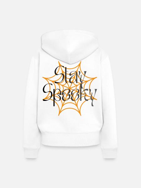 Stay Spooky Spider Web Grafik - Frauen Premium Bio Zip Hoodie - Weiß