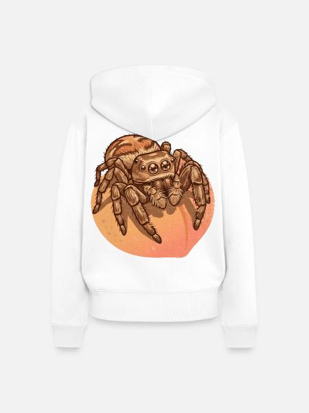 Spinne reitet Pfirsich - Frauen Premium Bio Zip Hoodie - Weiß