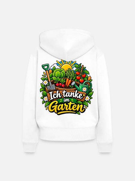 Ich tanke im Garten - Frauen Premium Bio Zip Hoodie - Weiß