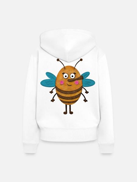 Fröhliche Honigbiene Comic - Frauen Premium Bio Zip Hoodie - Weiß