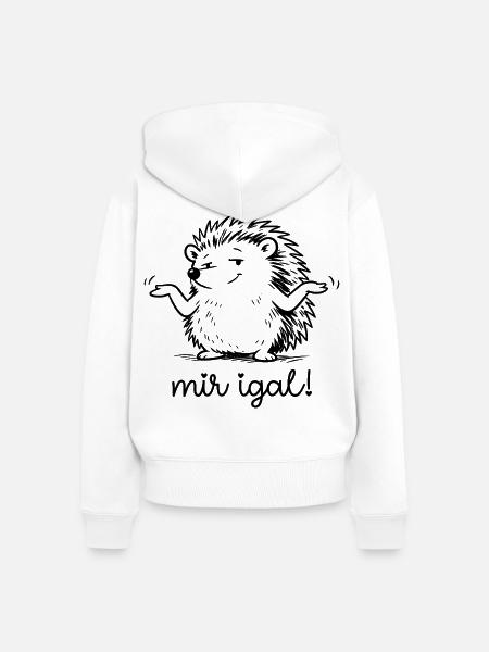 Igel - mir igal - Frauen Premium Bio Zip Hoodie - Weiß