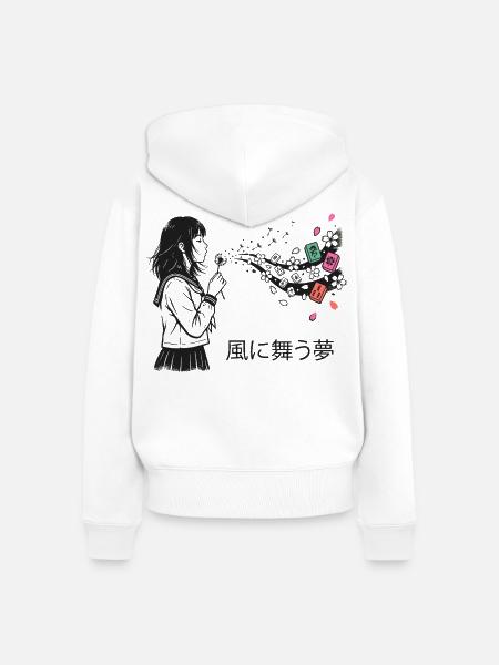 Mahjong Mädchen Japanisches Design - Frauen Premium Bio Zip Hoodie - Weiß