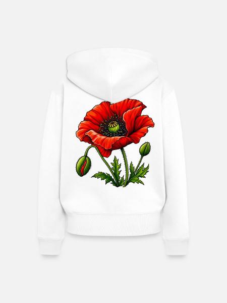 Roter Mohn: Blühende Illustration - Frauen Premium Bio Zip Hoodie - Weiß