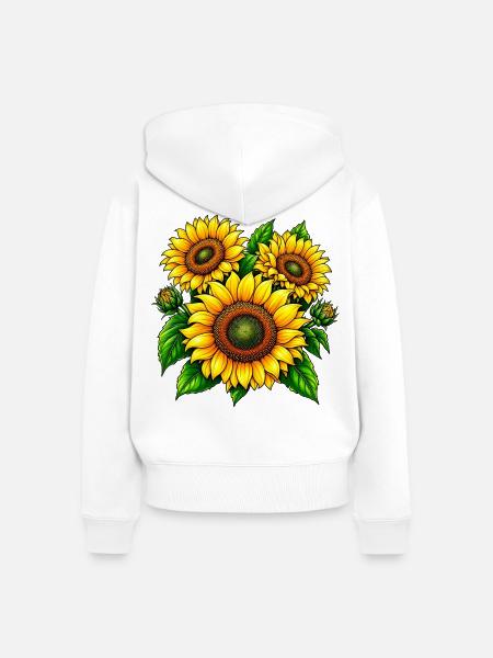 Sonnenblumen Pracht - Frauen Premium Bio Zip Hoodie - Weiß
