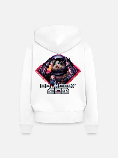 Oh Meow God - Frauen Premium Bio Zip Hoodie - Weiß