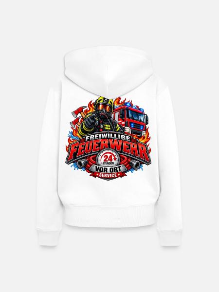 Vor Ort Feuerwehr - Frauen Premium Bio Zip Hoodie - Weiß