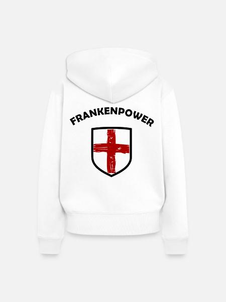 Rotes Franken Kreuz im Schild - Frauen Premium Bio Zip Hoodie - Weiß