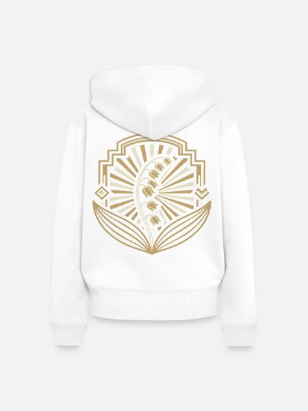 Art Deco Goldlilienbogen - Frauen Premium Bio Zip Hoodie - Weiß