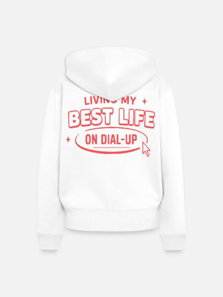 Bestes Leben im Dial-Up - Frauen Premium Bio Zip Hoodie - Weiß