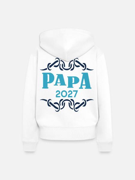 Papa 2027, Baby verkünden - Frauen Premium Bio Zip Hoodie - Weiß